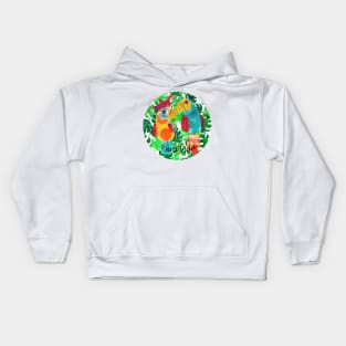 Pura vida - colorful parrot and cockatoo Kids Hoodie